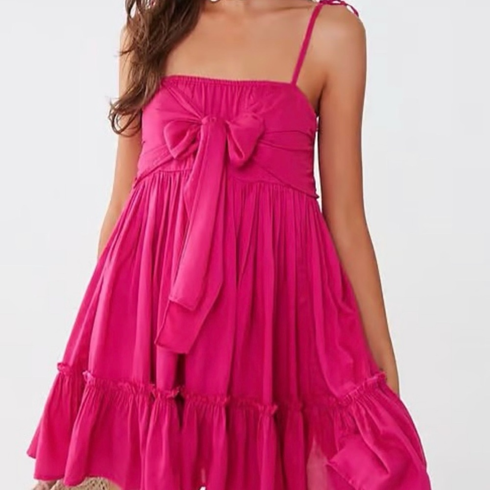 Pink Sleeveless Dress with Bow